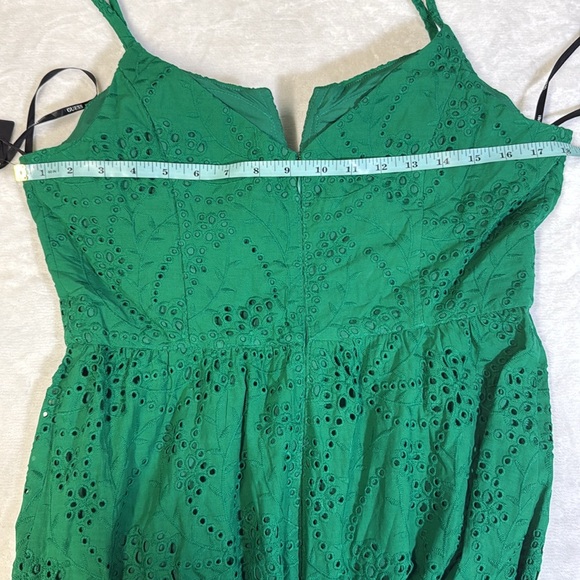 GUESS Women's Cotton Eyelet Asymmetric Midi Dress- Size 10 - Picture 8 of 10